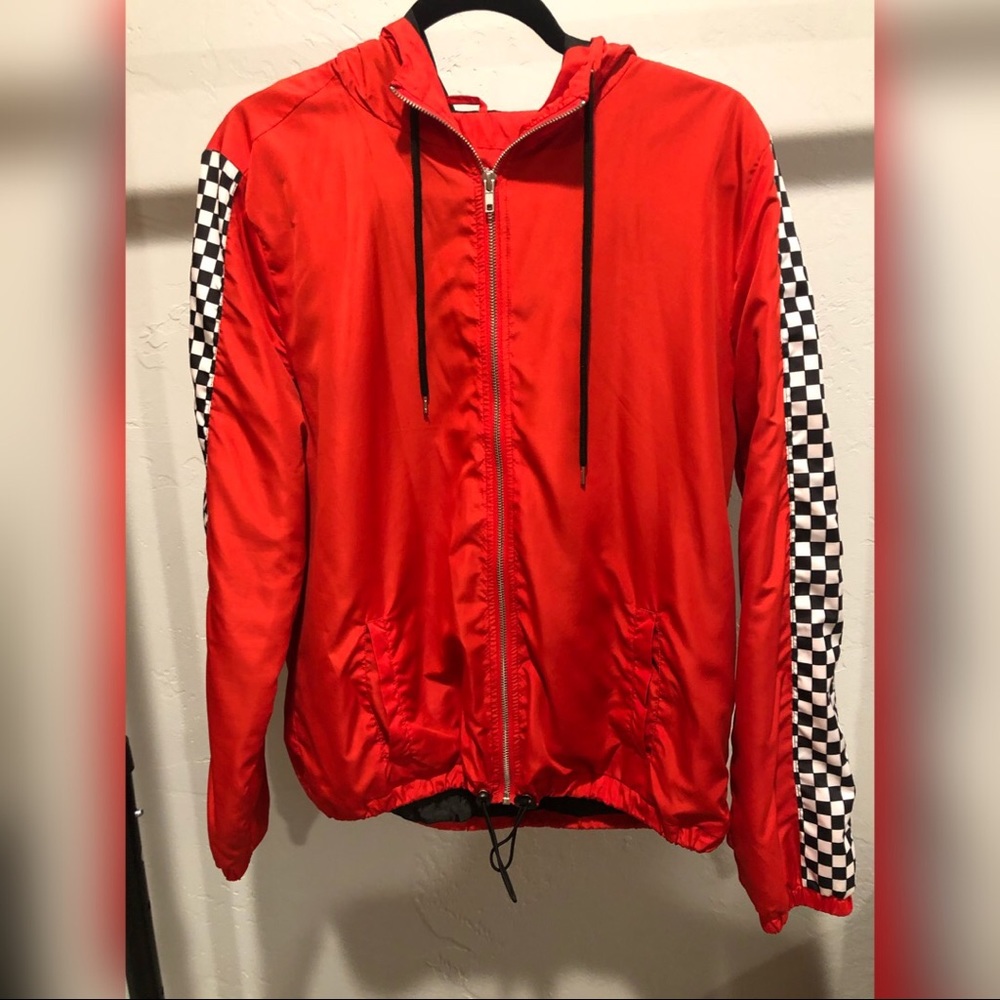 Red windbreaker